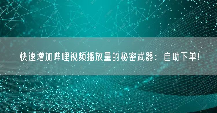快速增加哔哩视频播放量的秘密武器：自助下单！
