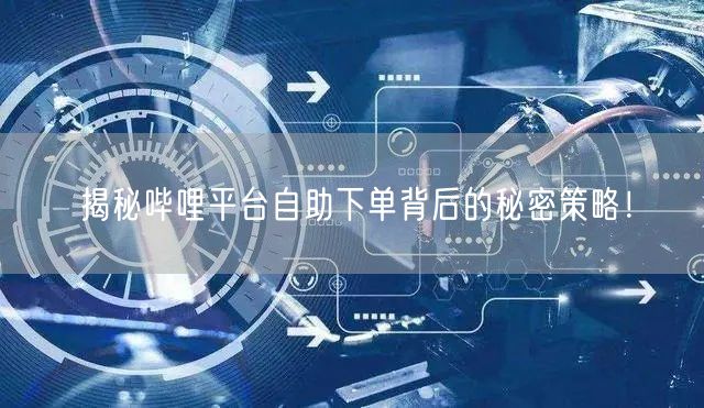 揭秘哔哩平台自助下单背后的秘密策略！
