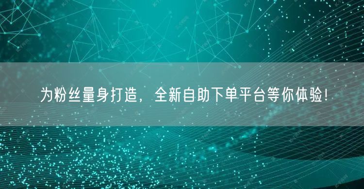 为粉丝量身打造，全新自助下单平台等你体验！