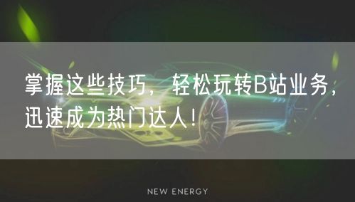 掌握这些技巧，轻松玩转B站业务，迅速成为