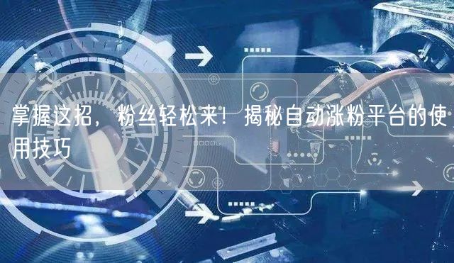 掌握这招，粉丝轻松来！揭秘自动涨粉平台的使用技巧