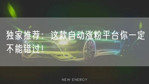 独家推荐：这款自动涨粉平台你一定不能错过！