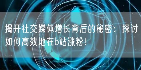 揭开社交媒体增长背后的秘密：探讨如何高效