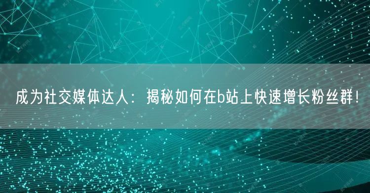 成为社交媒体达人：揭秘如何在b站上快速增