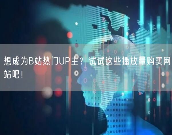 想成为B站热门UP主？试试这些播放量购买网站吧！