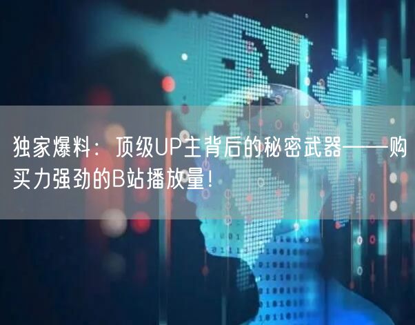 独家爆料：顶级UP主背后的秘密武器——购
