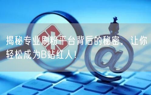 揭秘专业刷粉平台背后的秘密，让你轻松成为B站红人！
